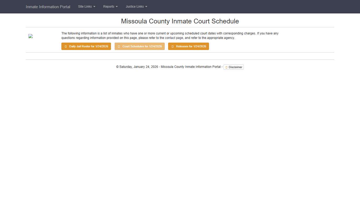 Missoula County Inmate Court Schedule - Missoula County Inmate Information Portal