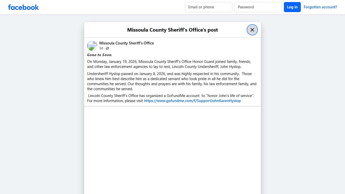 𝑮𝒐𝒏𝒆 𝒕𝒐 𝑺𝒐𝒐𝒏 On... - Missoula County Sheriff's Office Facebook