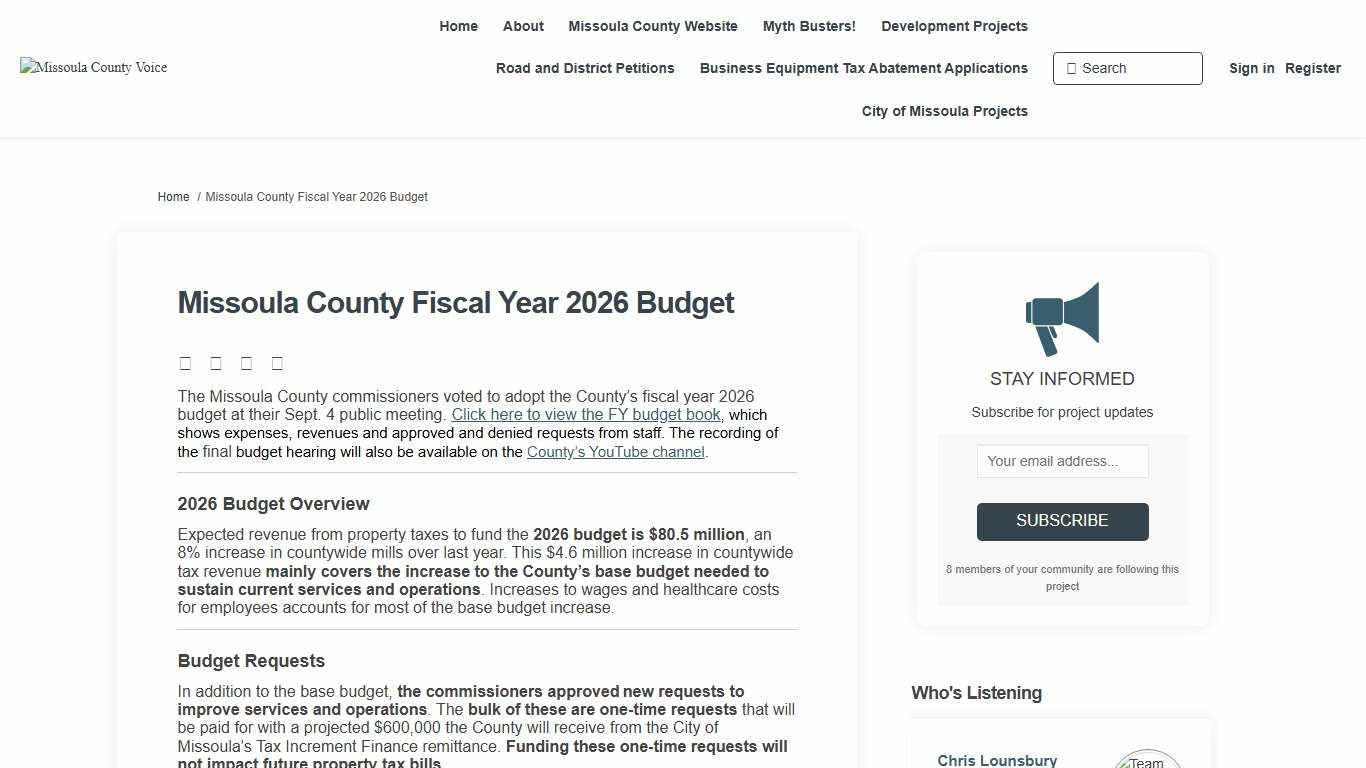 Missoula County Fiscal Year 2026 Budget Missoula County Voice